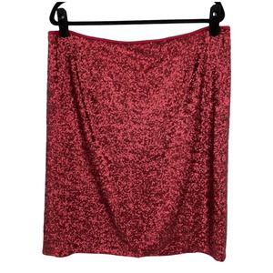 Basler Womens Allover Sequin Skirt Red Plus Size US 16 Glamorous Party